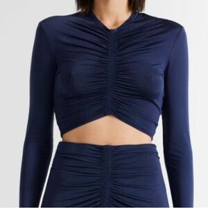 A.L.C Anne Top, cropped, ruched, longs sleeve - NWT